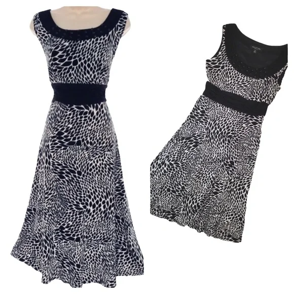 Perceptions | Dresses | Perceptions Fit Flare Dress W Beaded Neckline 8p |  Poshmark